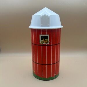 Vintage Fisher-Price Play Family Farm Silo Red White Cardboard Metal Toy 915